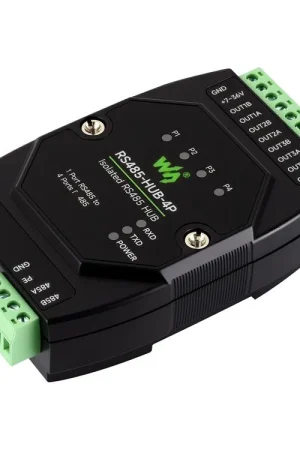 Waveshare Hub RS485 isolato a 4 canali di grado industriale, supporto per montaggio su guida, ampia gamma di baud rate, espande 4 porte sub RS485 tramite 1 porta master RS485, con isolamento e rilancio del segnale. Novità